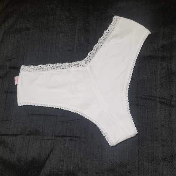 Victoria's Secret PINK Vintage Tanga Panty Cotton Lace NWT Bow - Picture 7 of 10